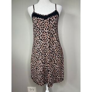 Women's Leopard Print Chemise Slip Dress Nightgown Babydoll Nightie Coquette Mob
